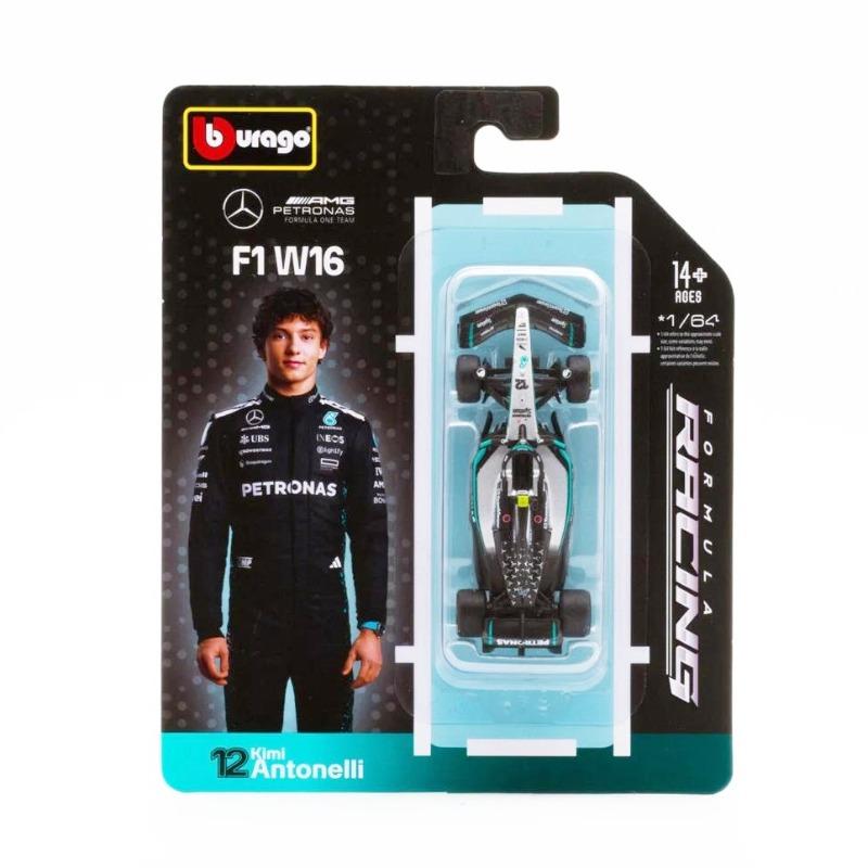 브라고 1:64 메르세데스 AMG 페트로나스 F1 Team W16 E No.12 2025 시즌 - 키미 안토넬리