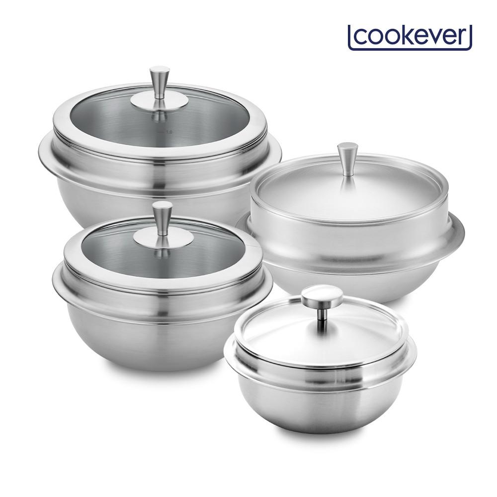쿡에버 통3중 인덕션 뚝배기 / 누보 스텐 글라스 냄비 솥 솥밥 계란찜