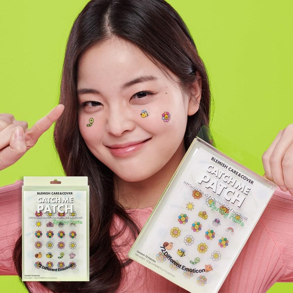 캐치미패치 이모티콘 ver3. Spring Festa 스팟패치 여드름 트러블 뾰루지 상처 패치, 72매입, 1개
