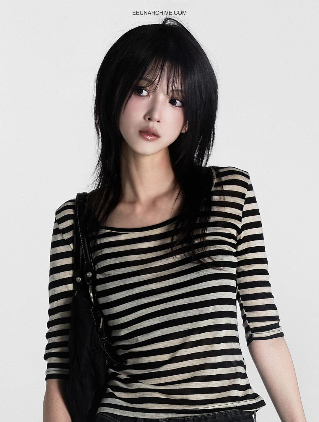 안나 스트라이프 반소매 티