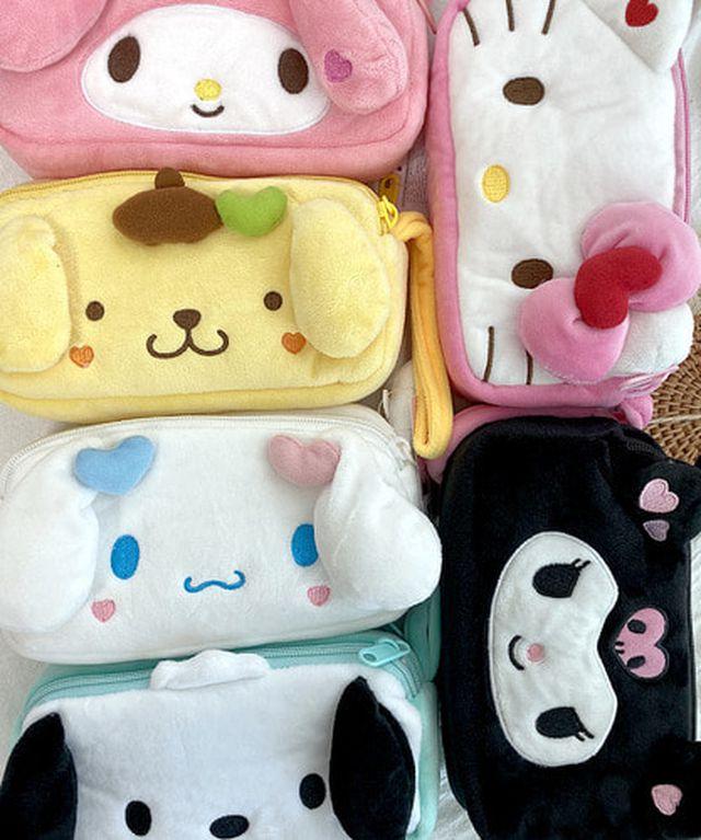 [정품]당일출고 산리오 쿠로미 마이멜로디 키티 항교돈 사각 필통 더블지퍼 파우치