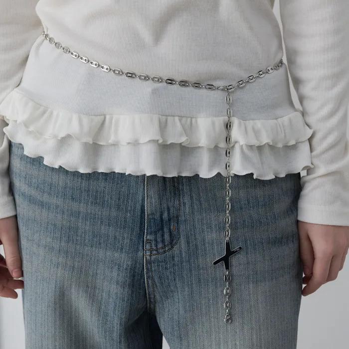 Cross Pendant 2-Way Chain Belt (Silver)