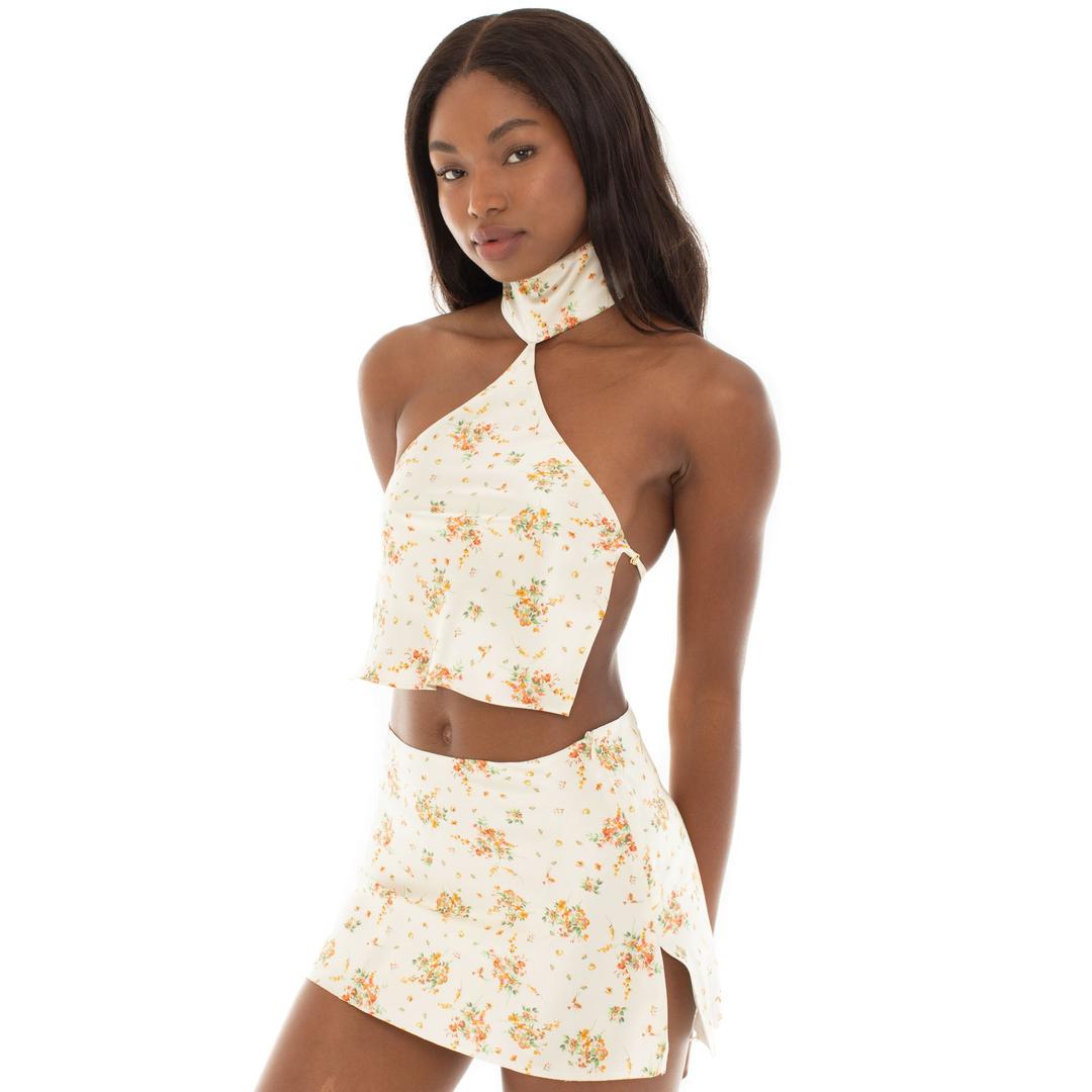 Itsi Floral Skirt - Ivory / XXS