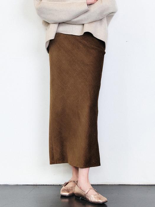 (11차 리오더) VINTAGE SILK LIKE CODUROY LONG SKIRT [BROWN][BLACK]