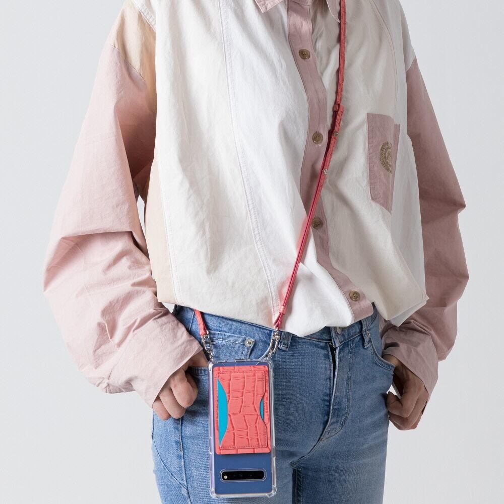 천연 소가죽 핸드폰 목걸이 줄 크로스 폰 스트랩 카드 범퍼 케이스