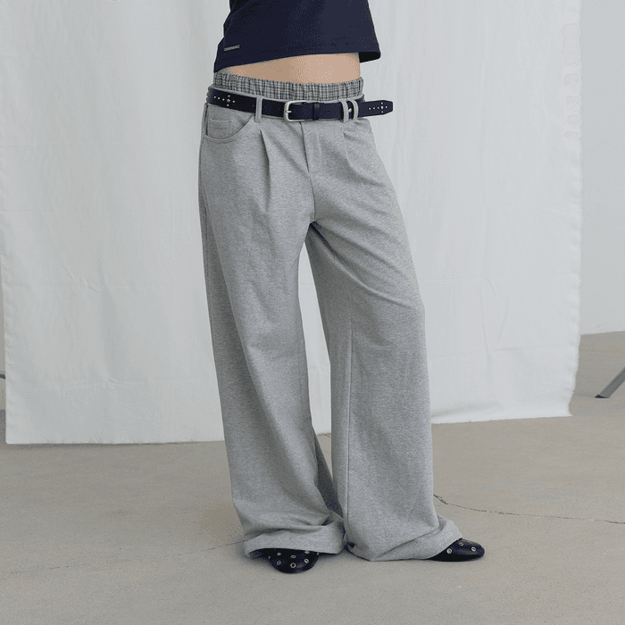 UNDERWEAR LAYERED SWEAT PANTS - GREY