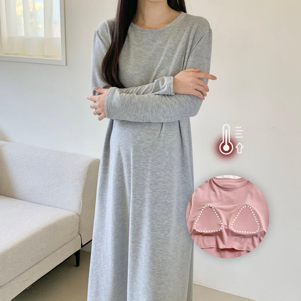 자체제작 히트잇 기모 캡내장 임산부원피스 노브라 임산부 잠옷 긴팔 홈웨어 원마일웨어 임부복