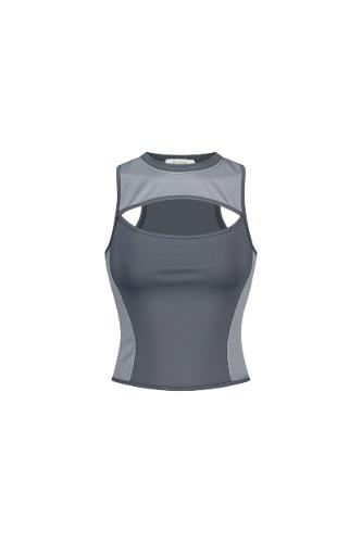 MESH CUT SLEEVELESS [GRAY]