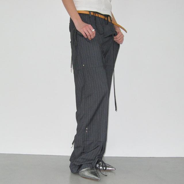 Front Slit Shirring Pants [Gray]