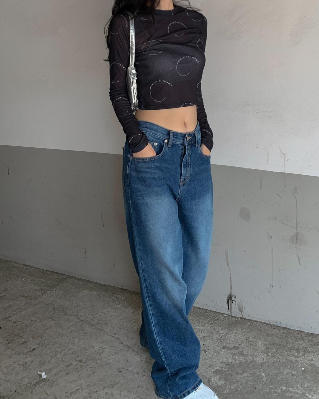 (Unisex) Wide denim pants