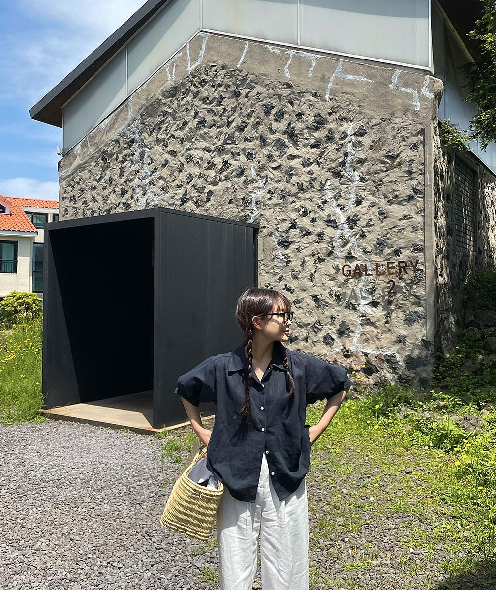 [oveuniu] Summer blouse_navy