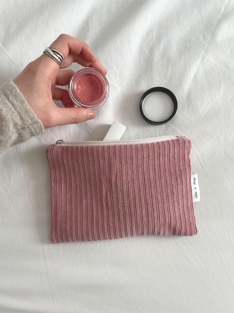 Corduroy pocket pouch / Dusty pink