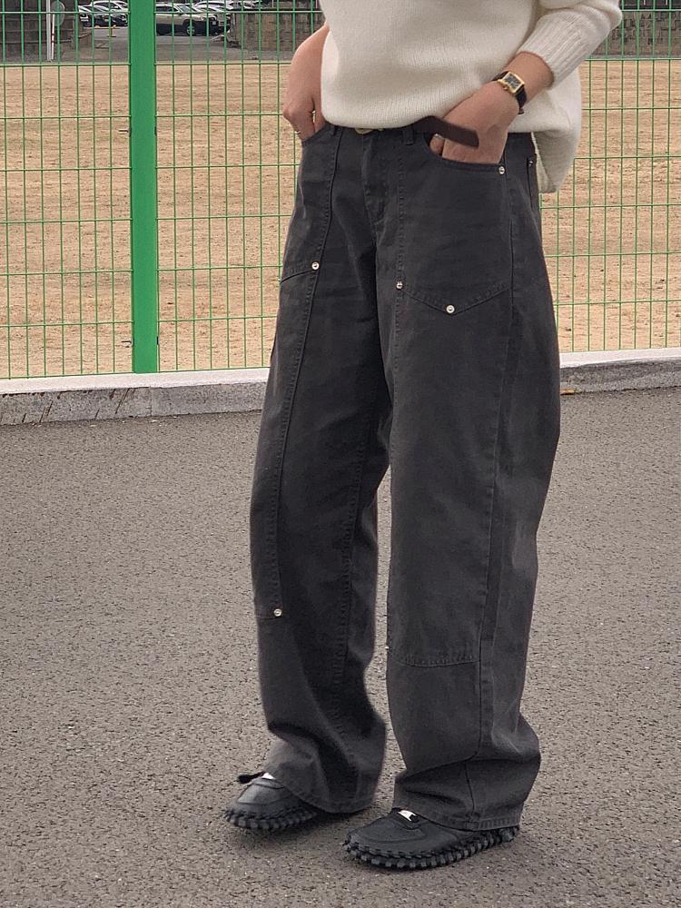 웨이 카펜더 팬츠 여성 루즈핏 스트릿 그레이 데님 진