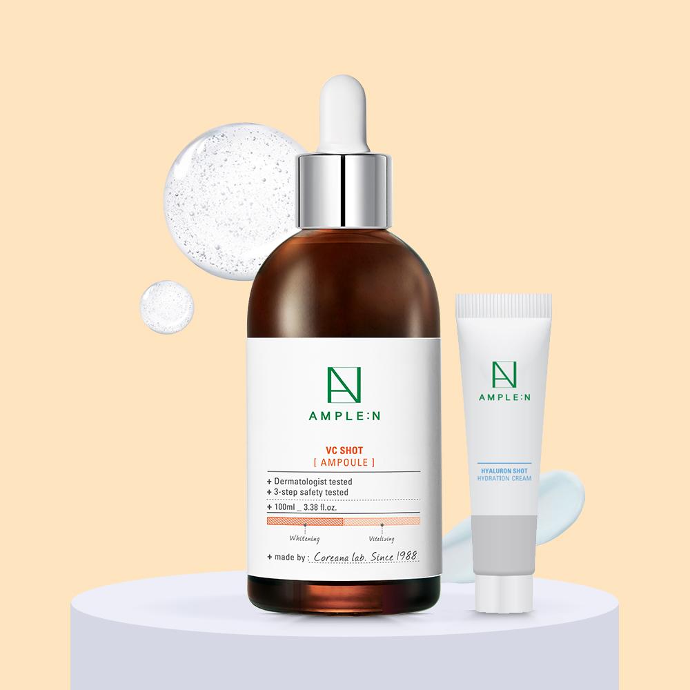 [미니크림 증정] 앰플엔 VC샷 미백 앰플 대용량 100ml 미백 비타민C 광채 앰플