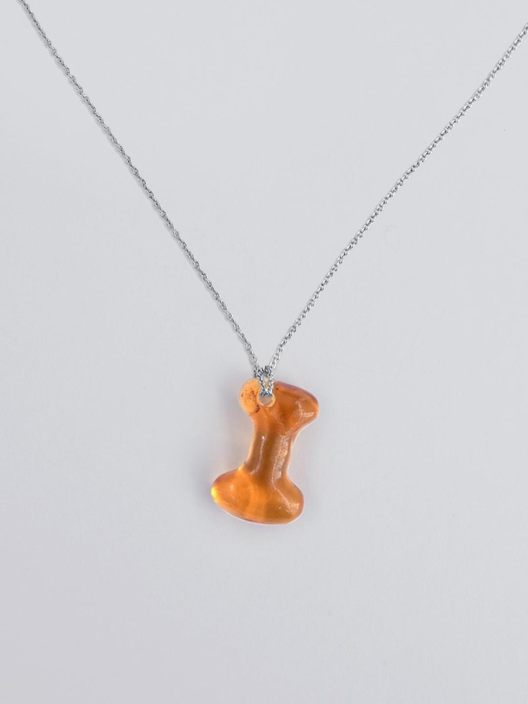 Mini Glace Initial I Necklace - Metal chain