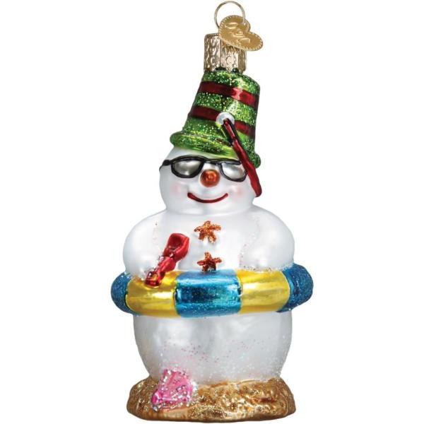 올드 월드 크리스마스 오너먼트 여름 휴가 해변 바다 튜브 선글라스 눈사람 트리 고급 유리 글라스 장식