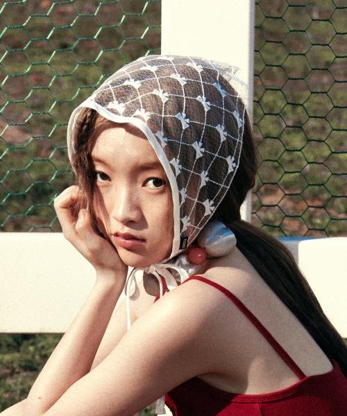 RIBBON LACE BANDANA WHITE
