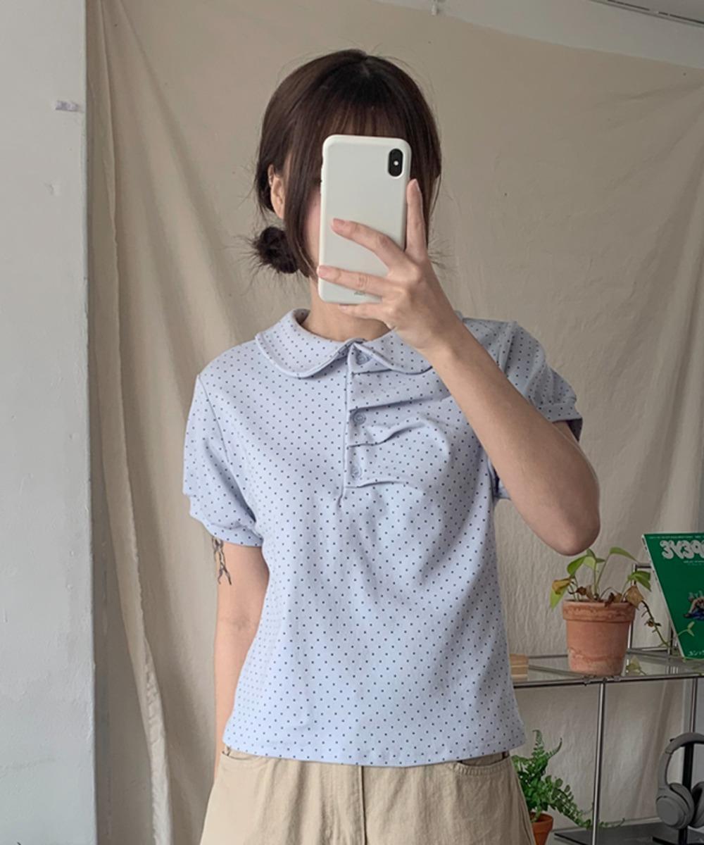 러브앤드팝 (여름)캐니 도트 카라 반팔티