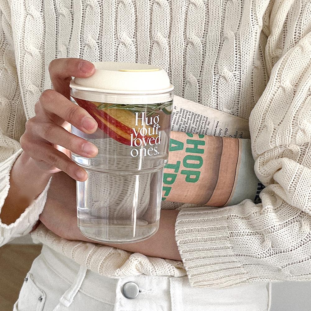 hug love 투명 리유저블 텀블러 [냉온겸용]