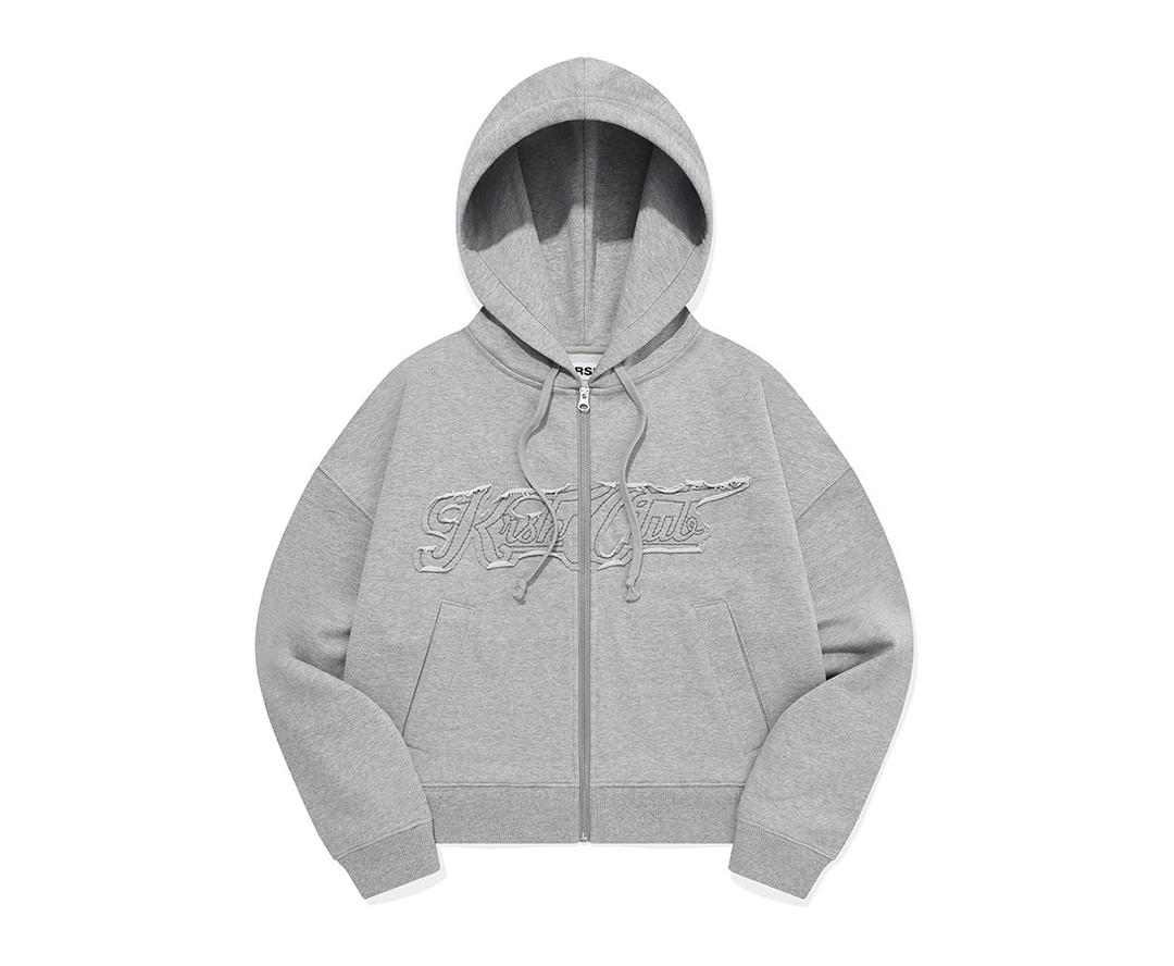 아플리케 후드 집업 [멜란지 그레이]