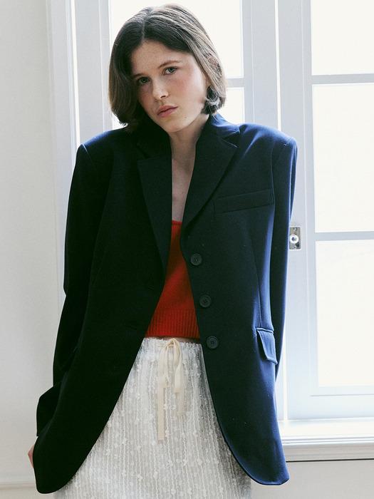 A WOOL SINGLE JACKET_NAVY