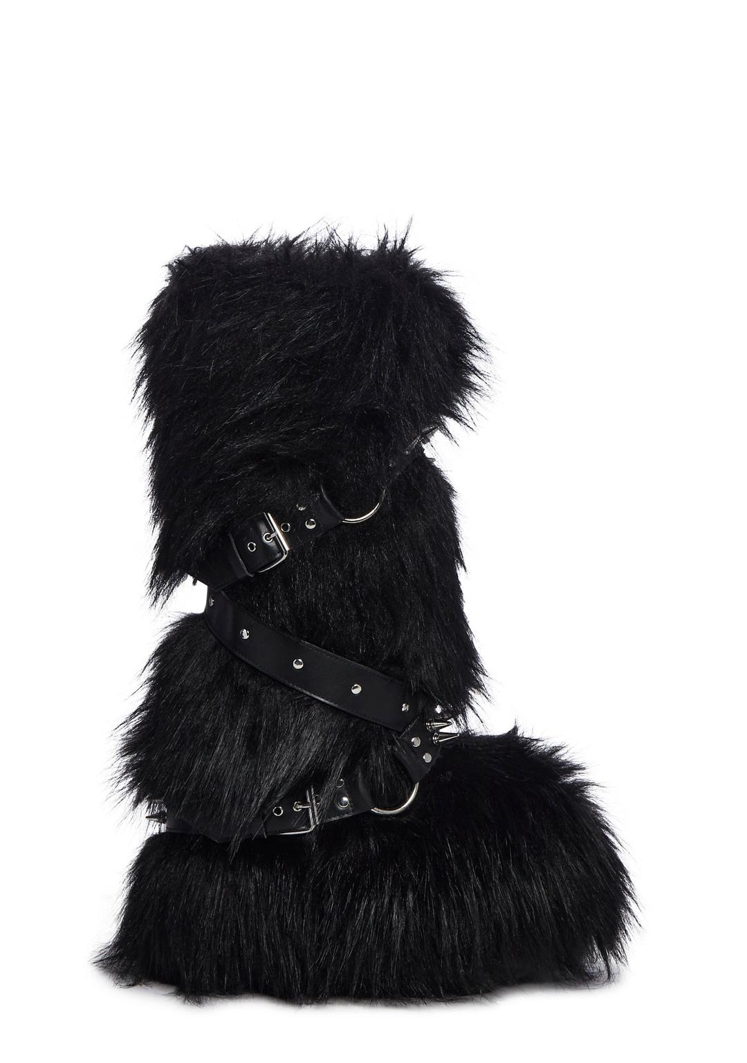 Wild Instincts Faux Fur Boots - Black - BLACK / US 11