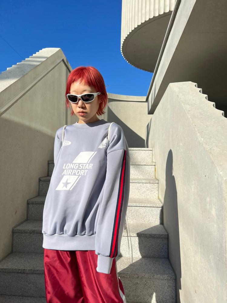 기모 레터링 유니폼 라인 저지 맨투맨 LETTERING UNIFORM JERSEY LINE T-SHIRT