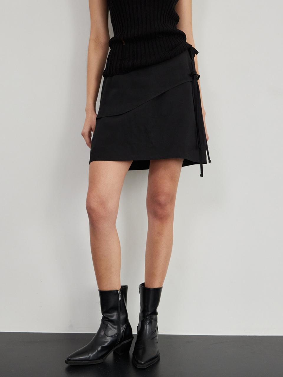 WRAP LAYERS FICELLE SKIRT(BLACK)