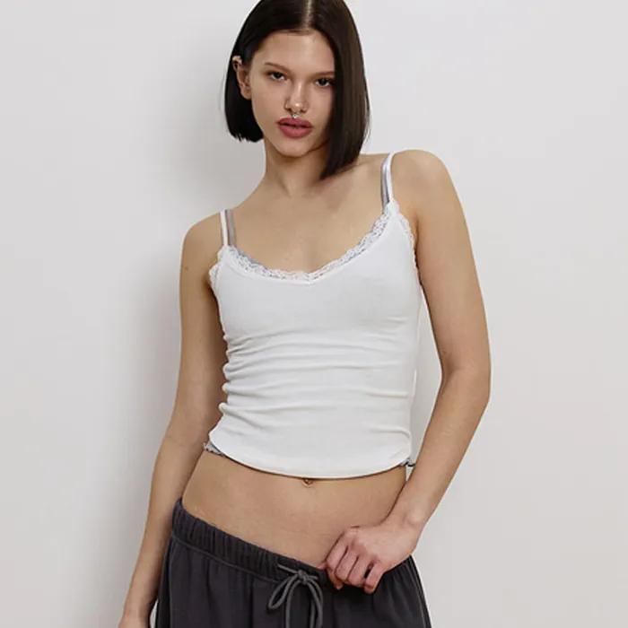 V-NECK LACE CAMI TOP (WHITE)