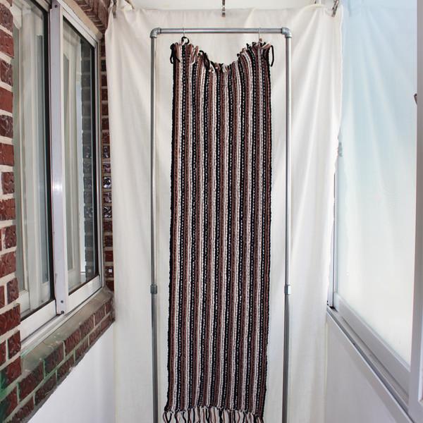 washable stripe long rug (brown)