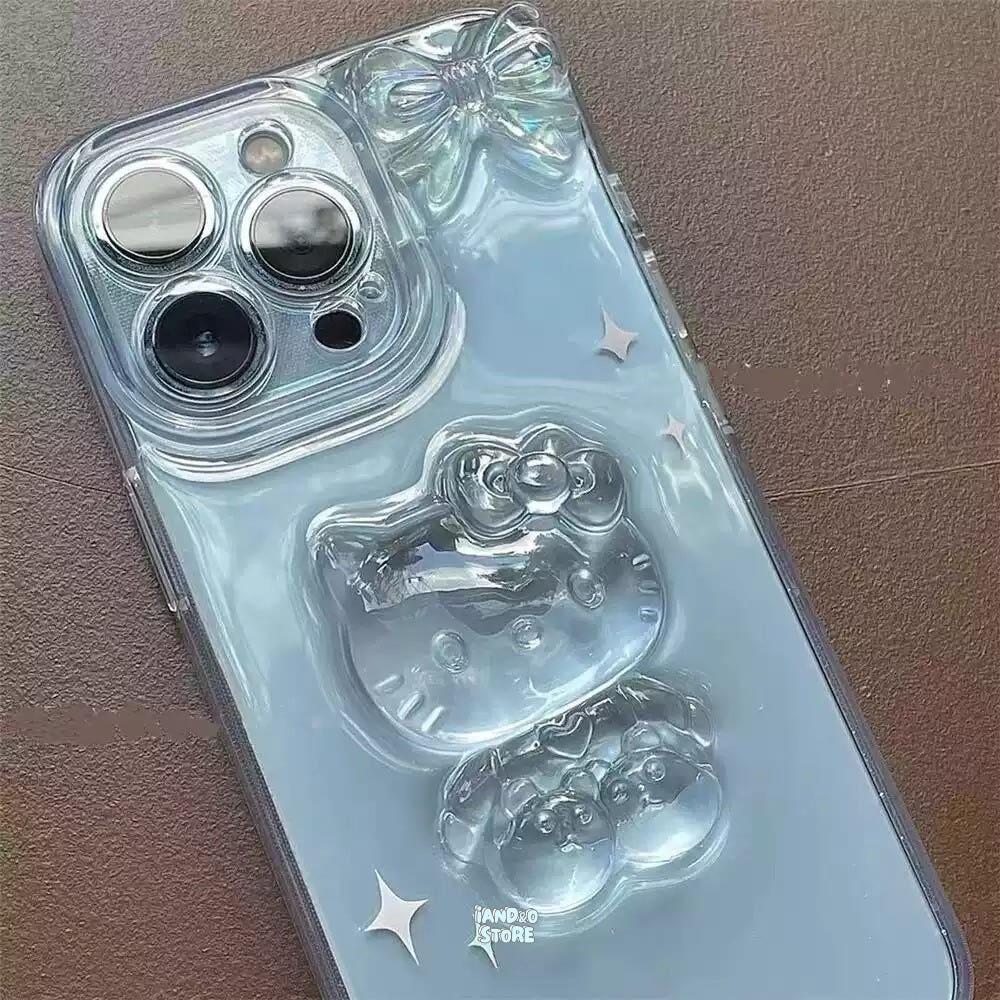 아이앤드오 Crystal Kitty Bubble iPhone Case 투명키티