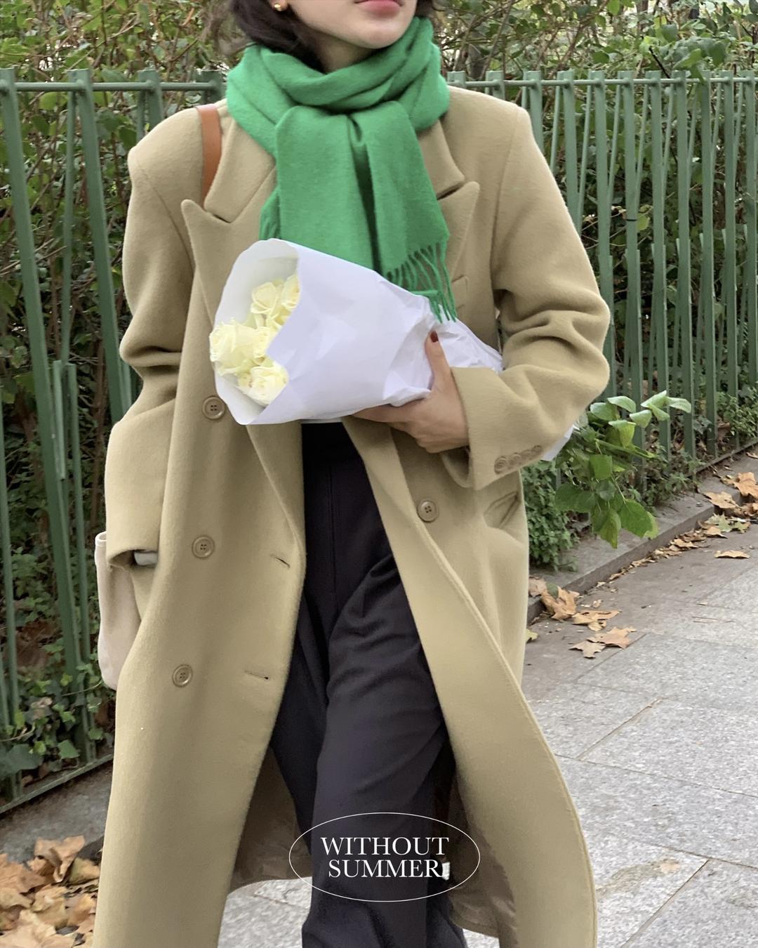 [withoutsummer] classic double coat (olive butter)