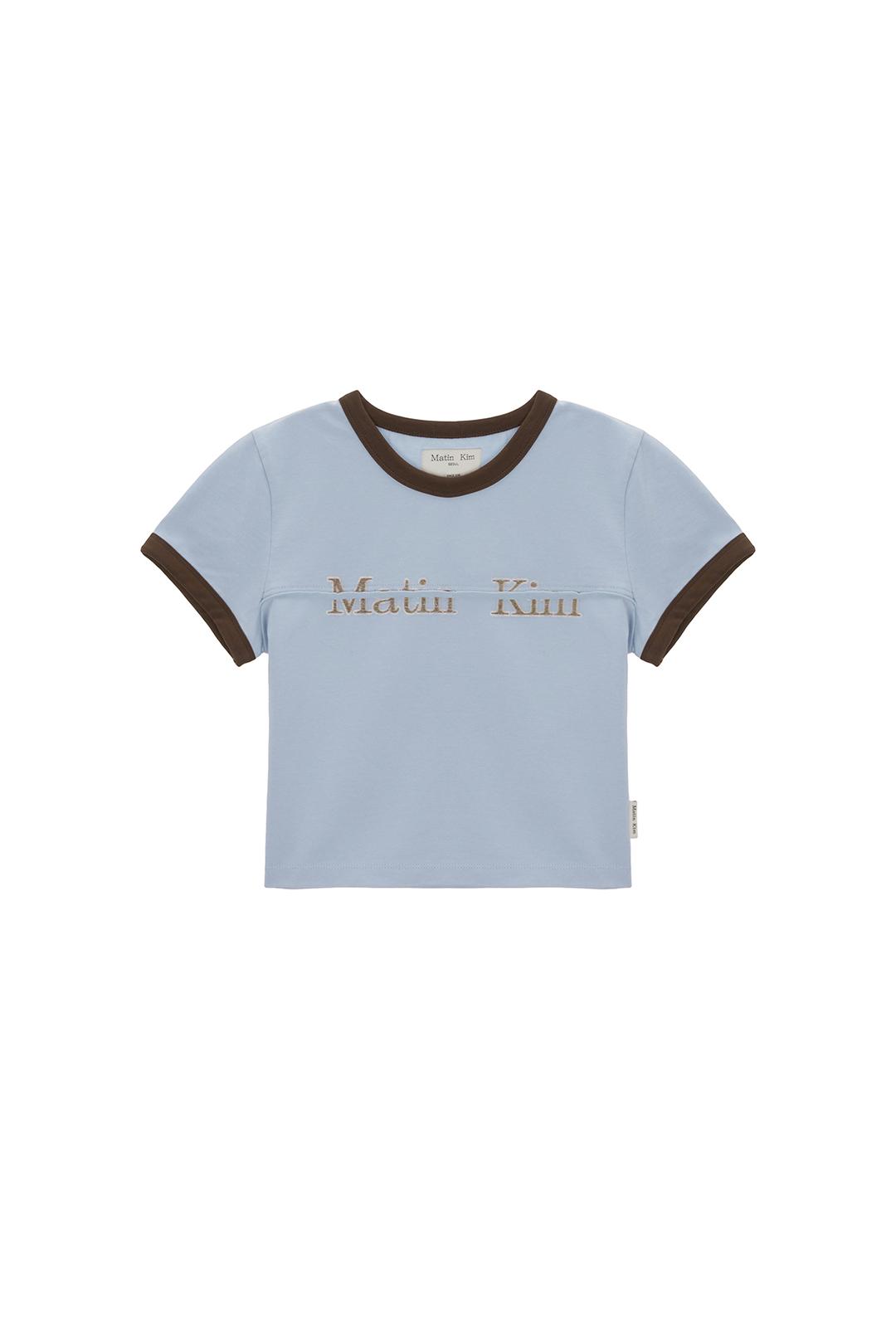 CUTTED LOGO RINGER CROP TOP IN SKY