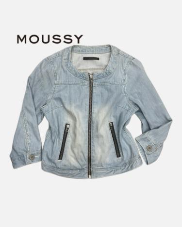MOUSSY denim zip-up short jacket