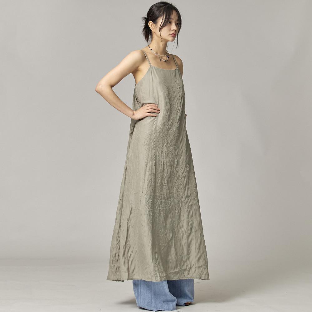 데일리 셔링 끈 롱원피스