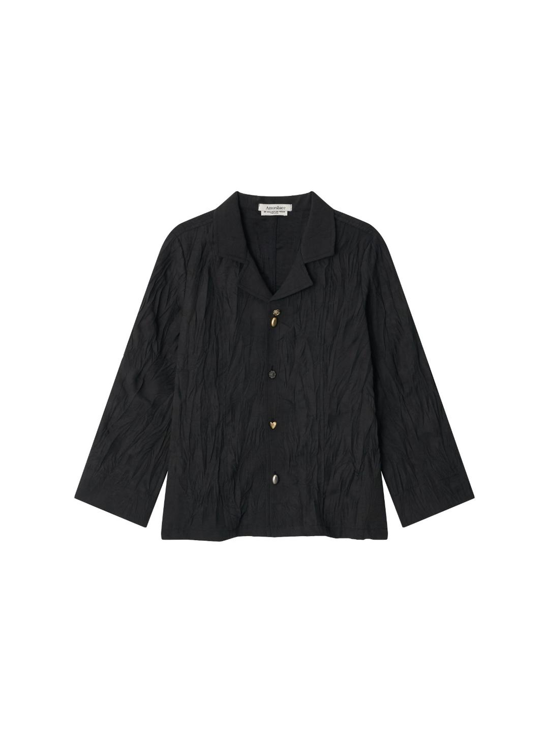 Wrinkle Collar Shirt - Black