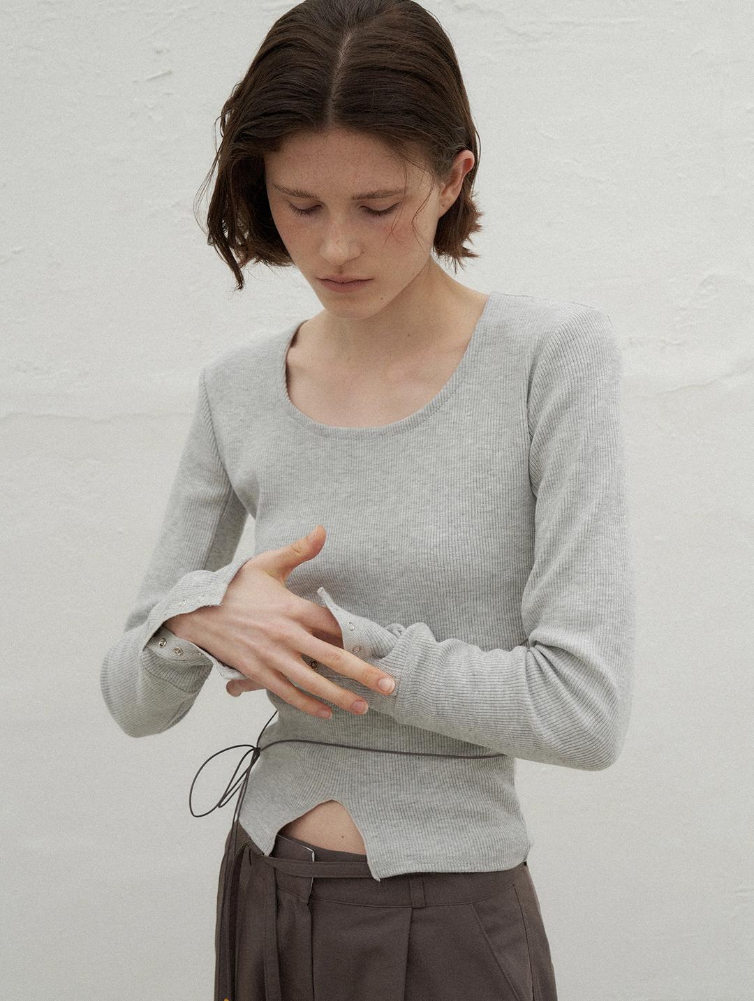 LIP STRING T-SHIRT - GREY