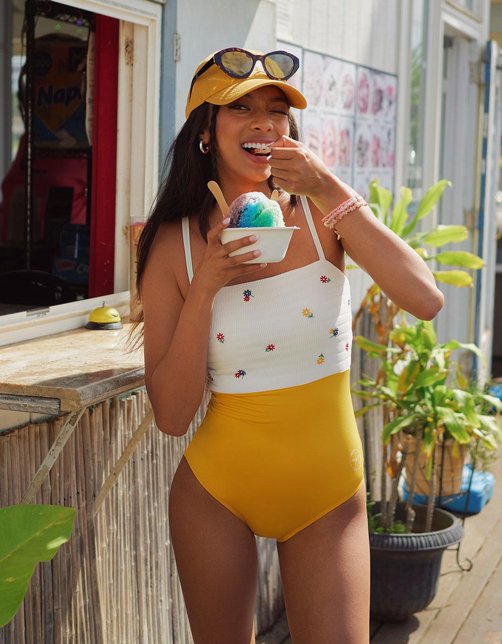 러블리 플라워 모노키니 옐로우