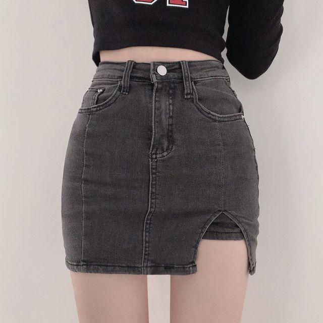 [속바지OK~/마약스판] 색감대박~절개 트임 미니 청 데님 스커트 팬츠 ; 4color_뮤어린