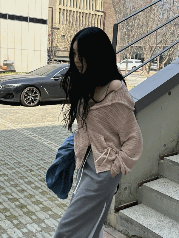 신시 net ribbon hood zip-up /  리본 네트 후드집업 여름가디건 여름아우터
