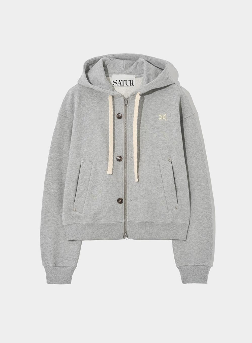 [10월 25일 예약배송] (W) Teo Cotton All Day Hood Zip-Up - Melange Gray