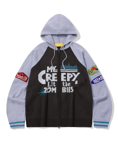 Creepy Hood Zip-Up Sweater(DARK BROWN)