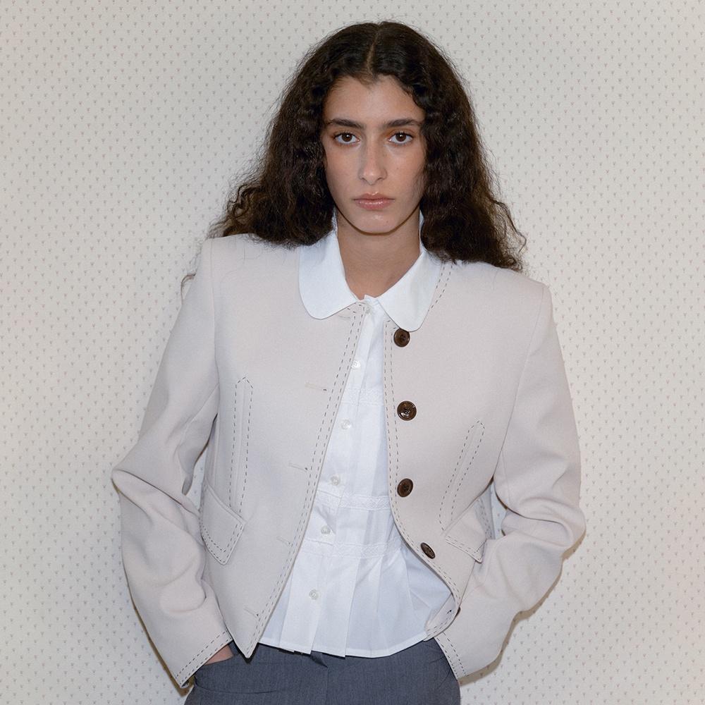 STITCH JACKET - ivory