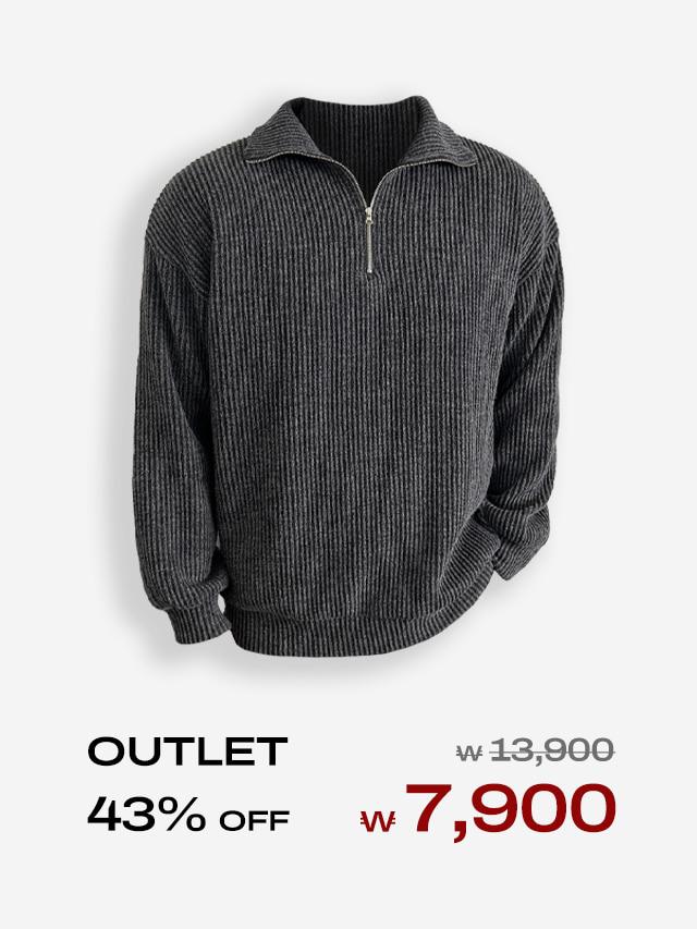 [OUTLET/한정수량특가]반집업 오버핏 니트 맨투맨