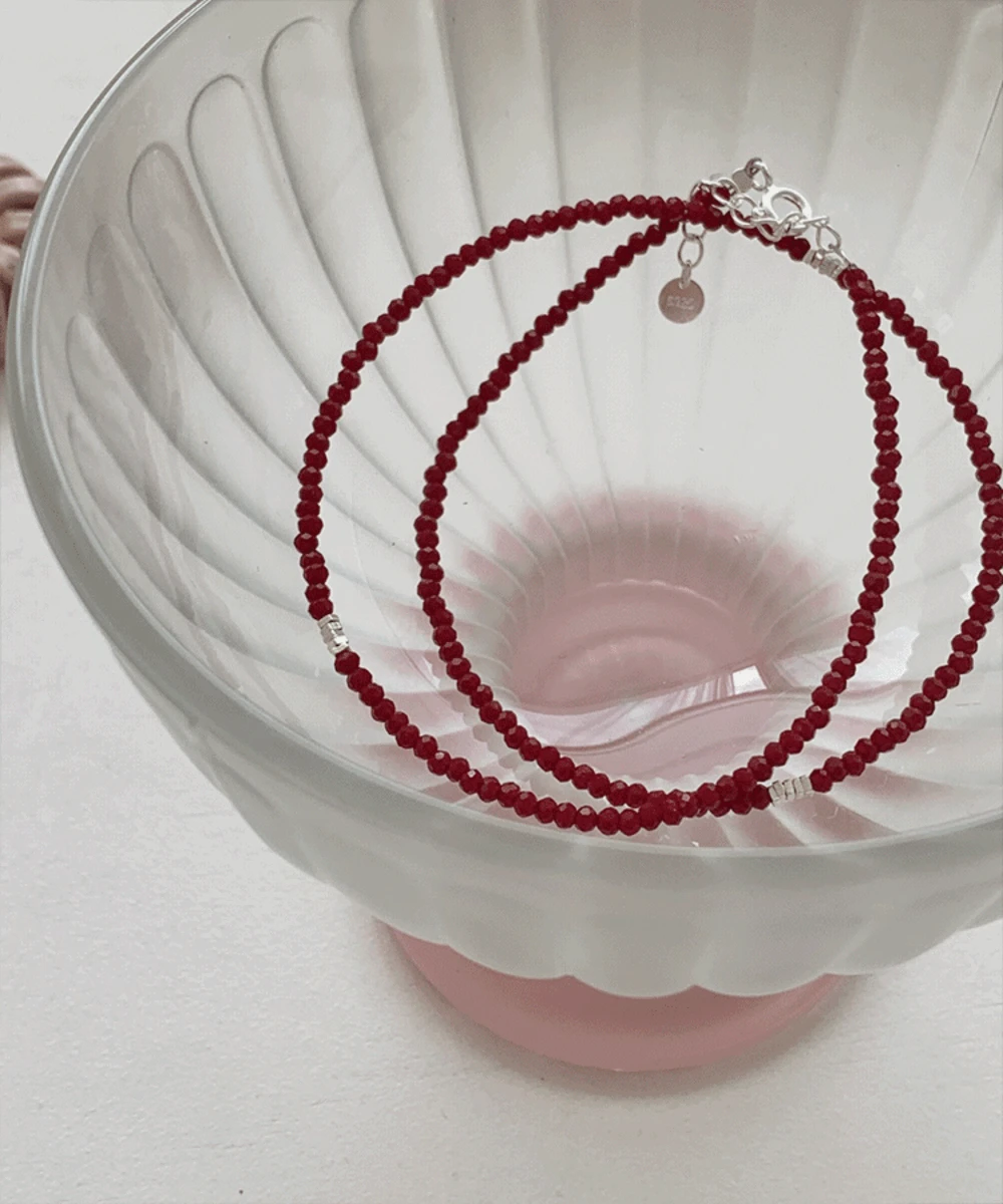 [silver925] 포시즌 레드 비즈 목걸이