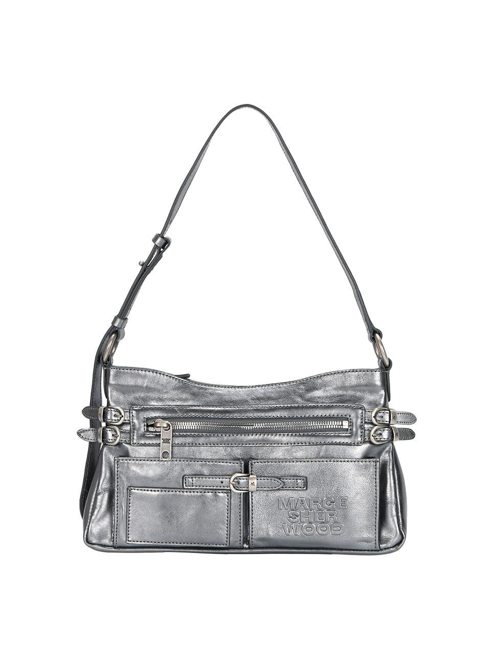 FLAT POCKET SHOULDER_metallic grey foiled plain