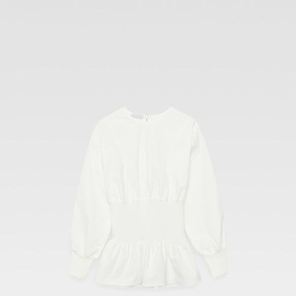 Ribbed Waist Cotton Top (white)