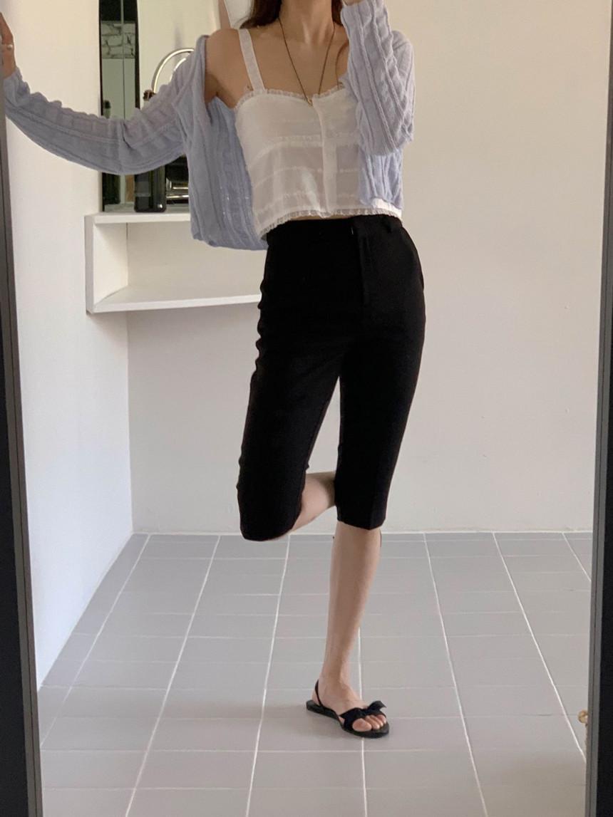 (당일)미엘 뮤즈 트임 미디 6부 바이커 팬츠