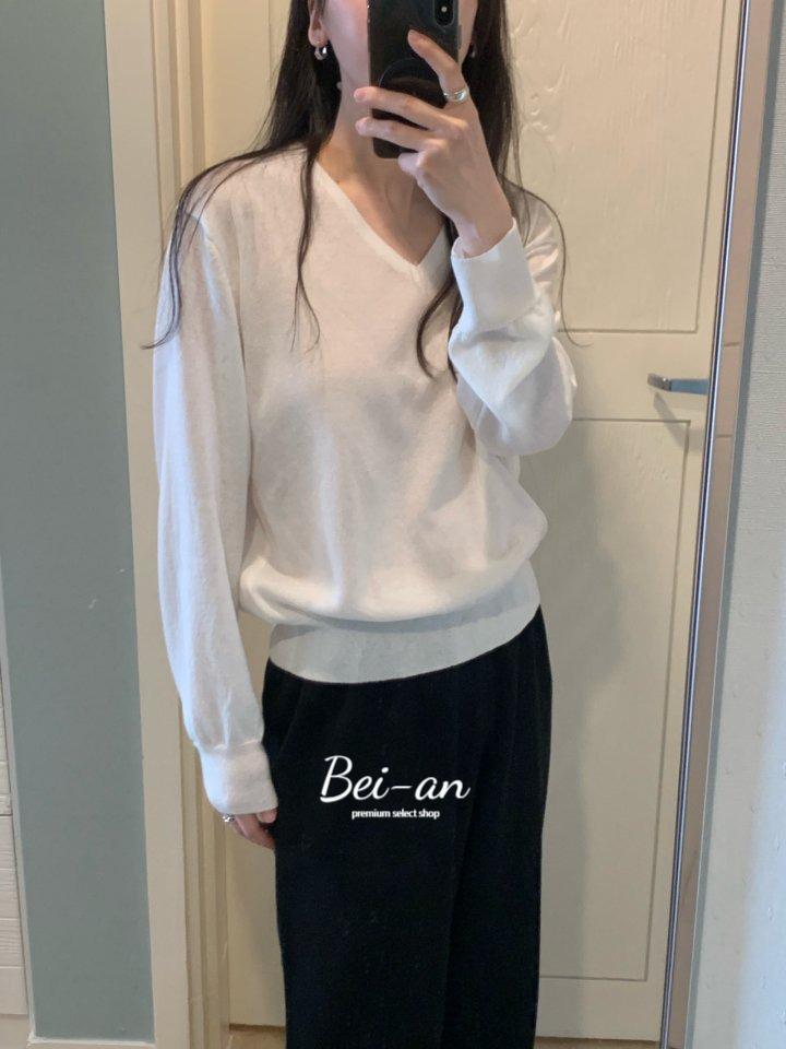 바이안 fllanel 플라넬 샤벳 린넨 브이 니트 루즈핏 베이직 간절기 살안타 nt (3 color)