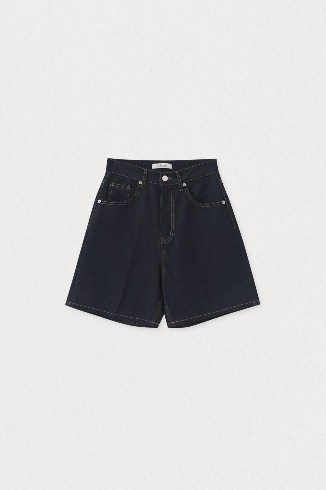 컨셔스 3부 로우 데님 팬츠_ INDIGO DEEP